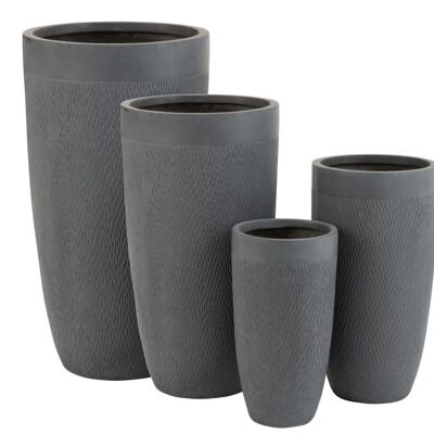 set de 4 jarrones redondo alto arcilla gris