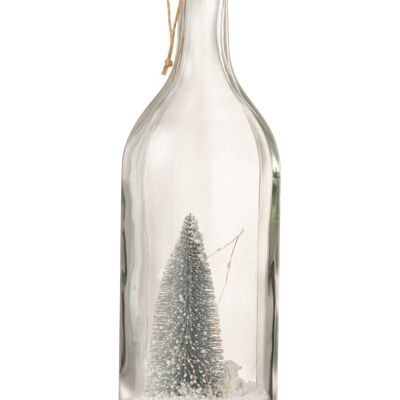 botella deco navidad nieve led purpurina plata