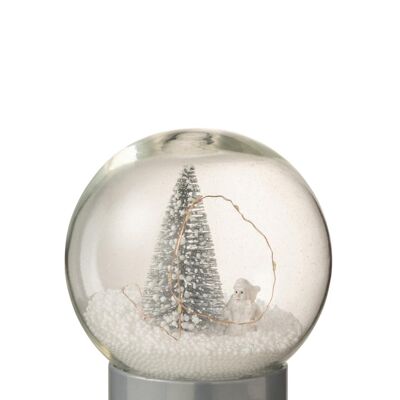 bola de nieve deco navidad nieve led purpurina plata