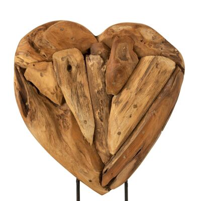 corazon de pie piezas teca madera natural medium