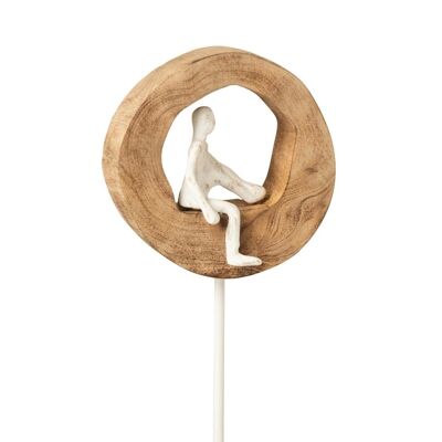 figura pensador anillo baja mango madera/aluminio natural/blanco