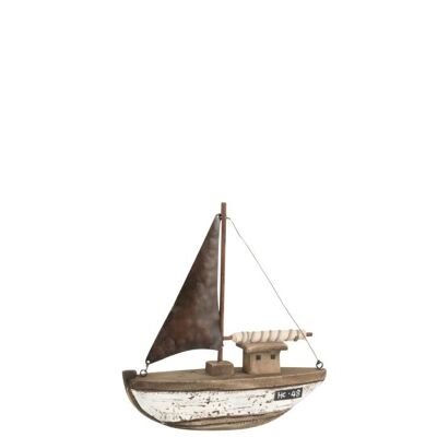barco deco paulownia madera marron oscuro/blanco small