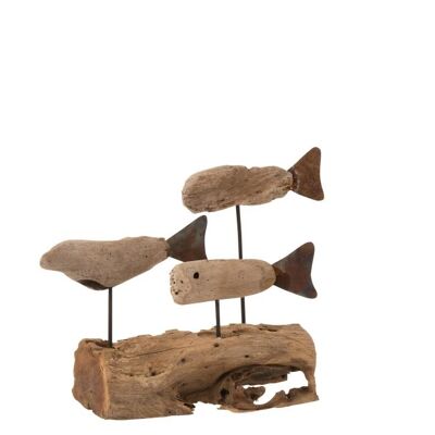peces 3 de pie madera flotante/hierro natural