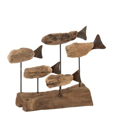 peces 5 de pie madera flotante/hierro natural