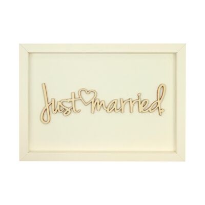 Just married - frame card wood lettering magnet