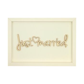 Just Married - aimant de lettrage en bois de carte de cadre 1