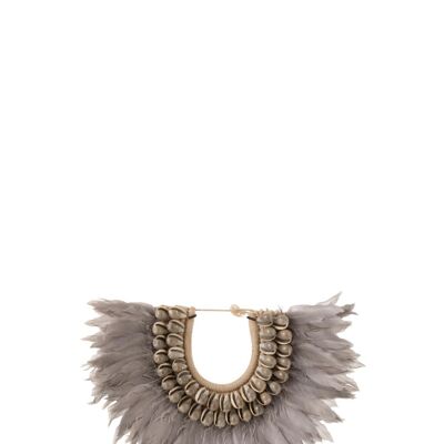 collar nora plumas/conchas gris small