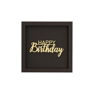 Feliz cumpleaños - letras de madera de tarjeta de marco