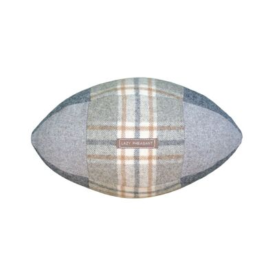 Rugby Ball Cushion - Harrow - Natural Cotton Gift Bag
