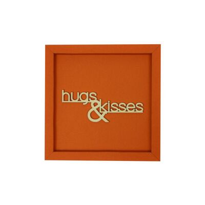 Hugs & kisses - frame card wood lettering