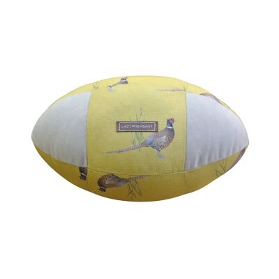 Rugby Ball Cushion - Yellow Pheasant - No Gift Bag